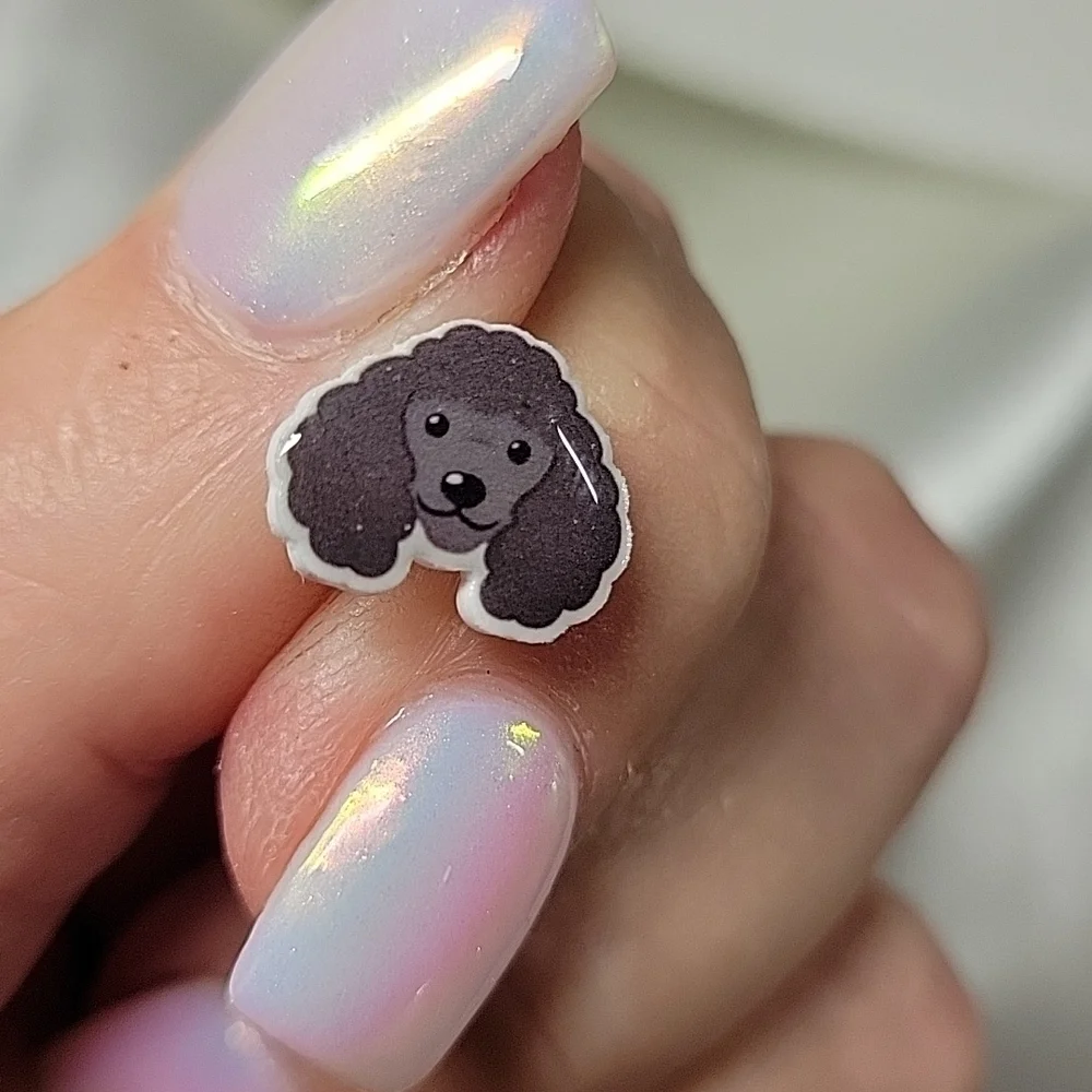 Chocolate Poodle Stud Earrings